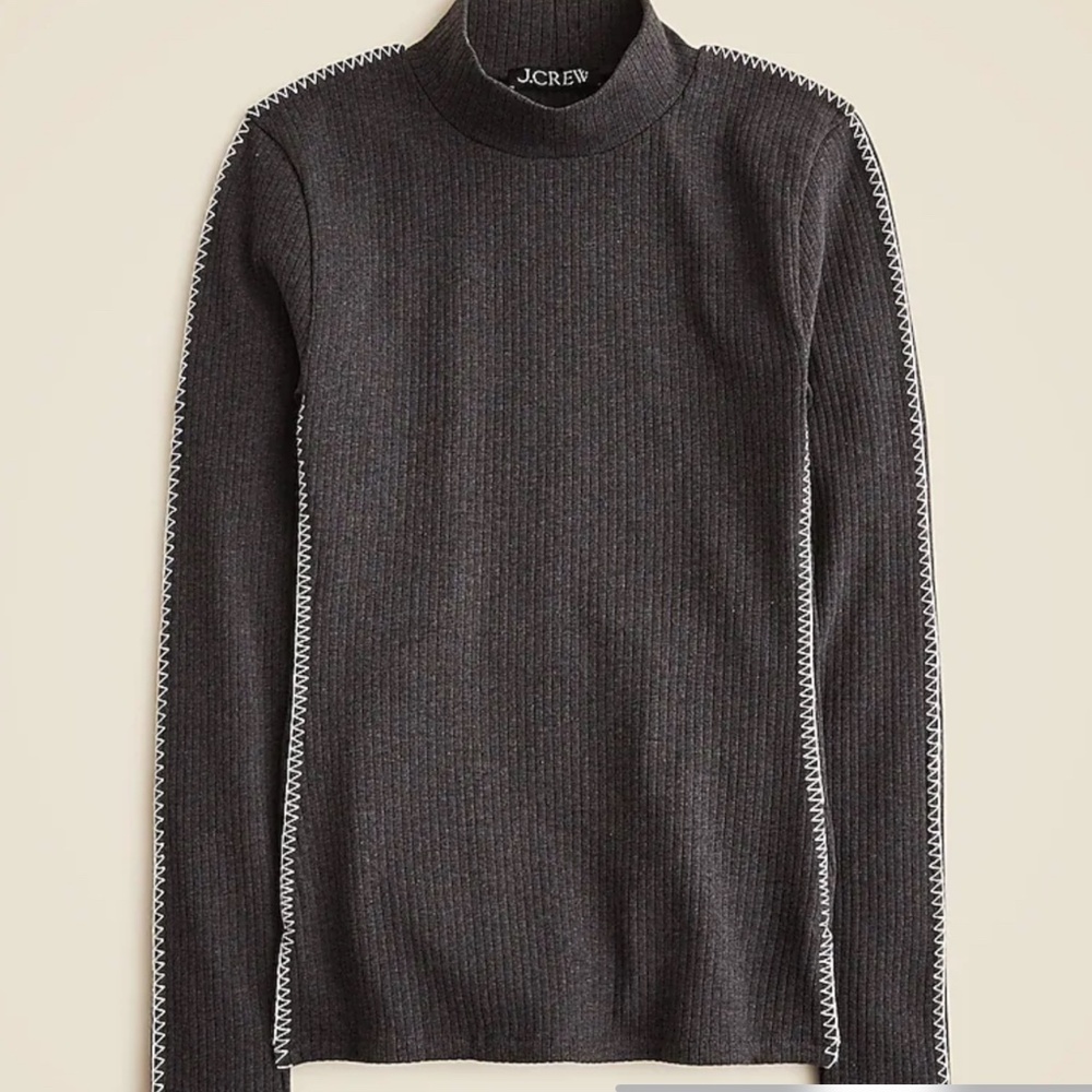 J. Crew Gray Ribbed Long Sleeve Top